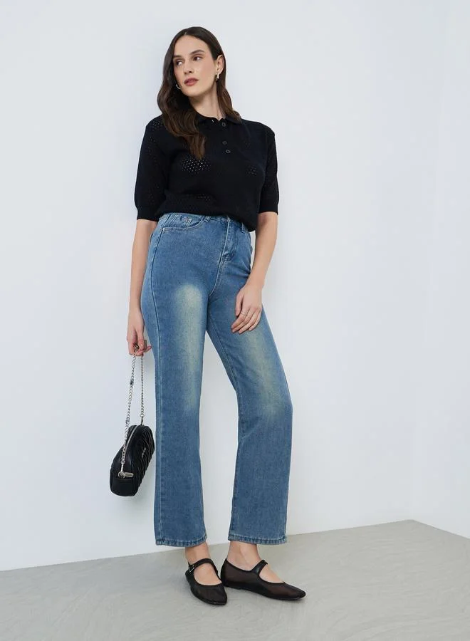 ستايلي تيشيرت بولو محبوك بنمط كروشيه